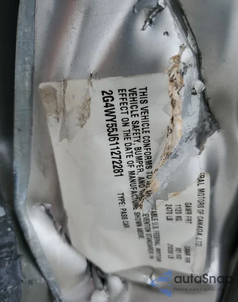 2001 Buick Century Limited из США, поврежденный, VIN 2G4WY55J611272281